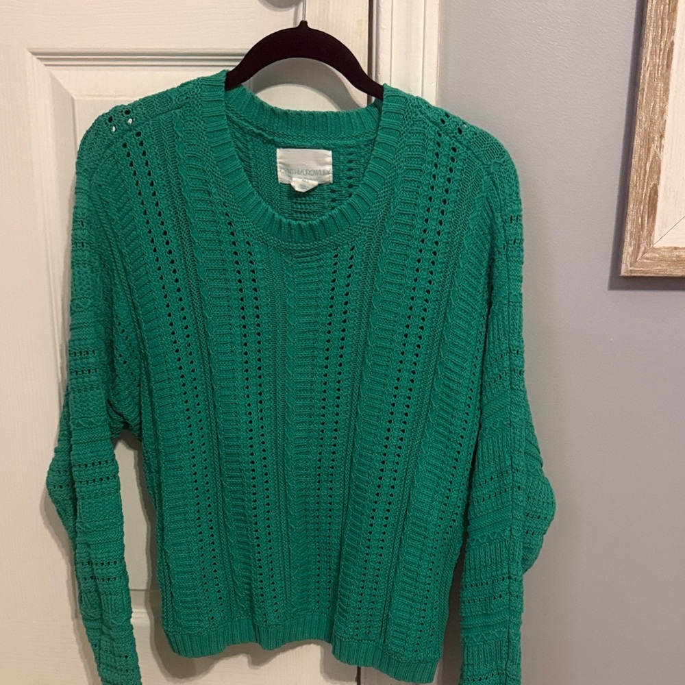 SPRING green Cynthia Rowley Teal Crew Neck Sweater